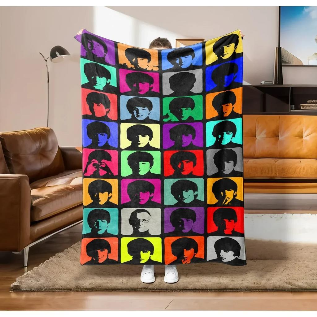 Abstract Art Design Flannel Throw Blanket Soft Warm Thin Blankets for Sofa Bed Car Camping Pop Art Style