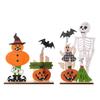 Whimsical Wooden Halloween Decoration Including Spring Bat Pumpkin And Skull For Atmosphere Spooky