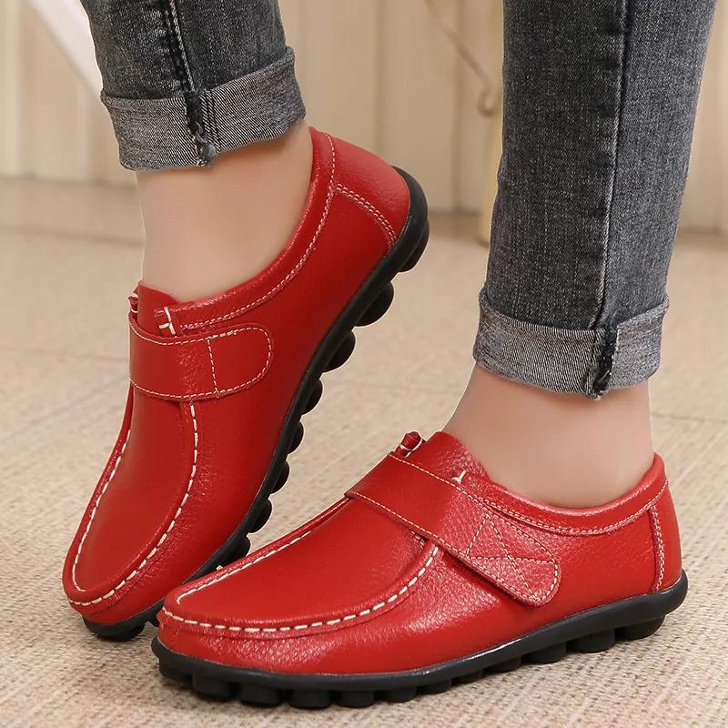 New Fashion Leather Flat Shoes Women Soft Bottom Woman Pointe Shoes Feminino Loafers Casual Women Flats Boots