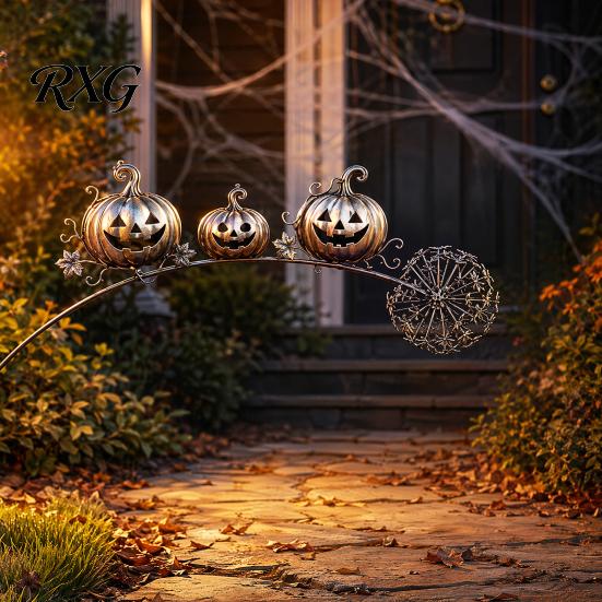Weather Resistant Garden Stakes Halloween Ghost Stake, Rustic Yard Art Decor with Dandelion Accent, Durable Outdoor Metal Sculpture for Lawn