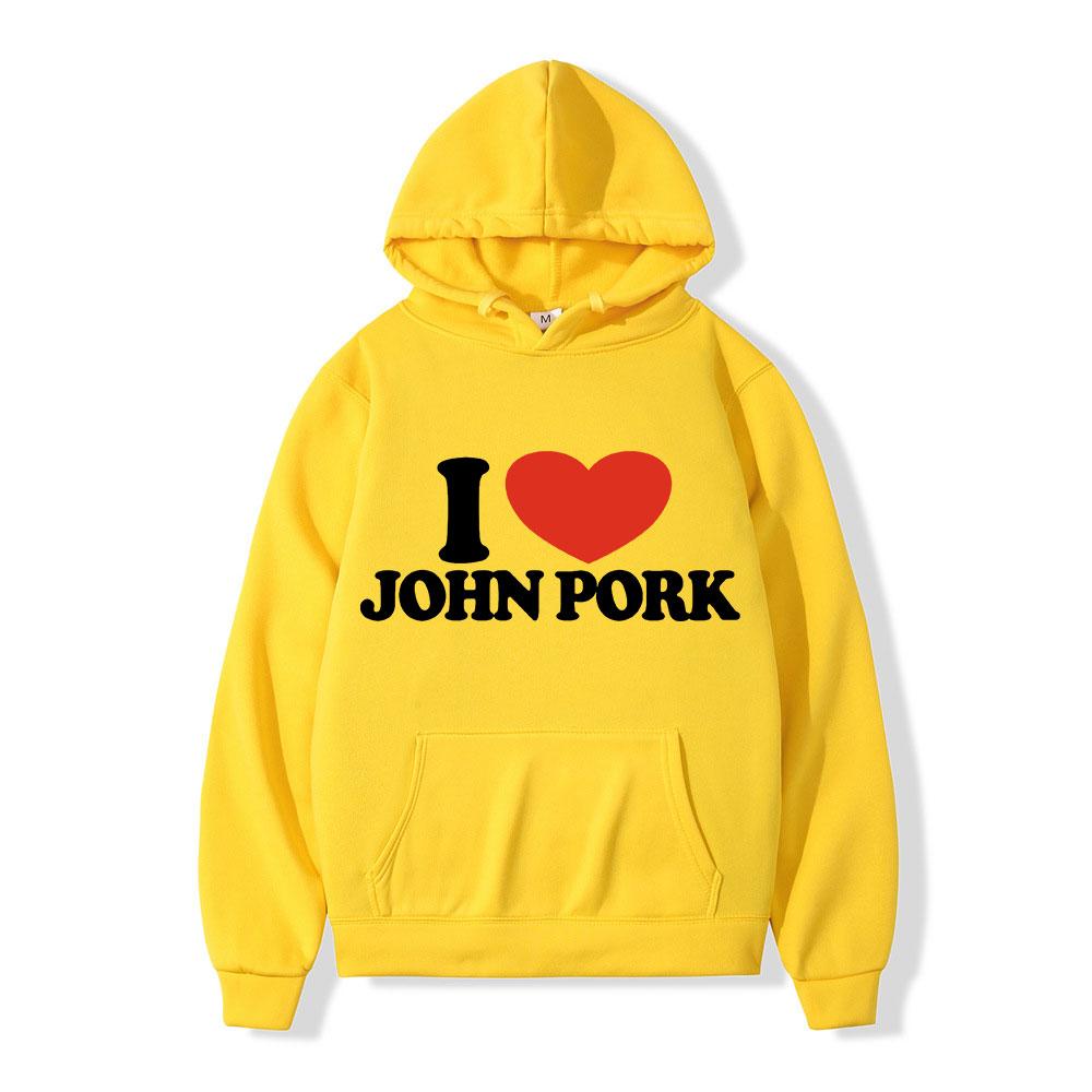 

Толстовка с капюшоном I Love John Pork Funny Heart Pig для женщин, унисекс, модная зимняя одежда с длинным рукавом, свободная, Harajuku, простая толстовка с капюшоном, большие топы XXXL жёлтый