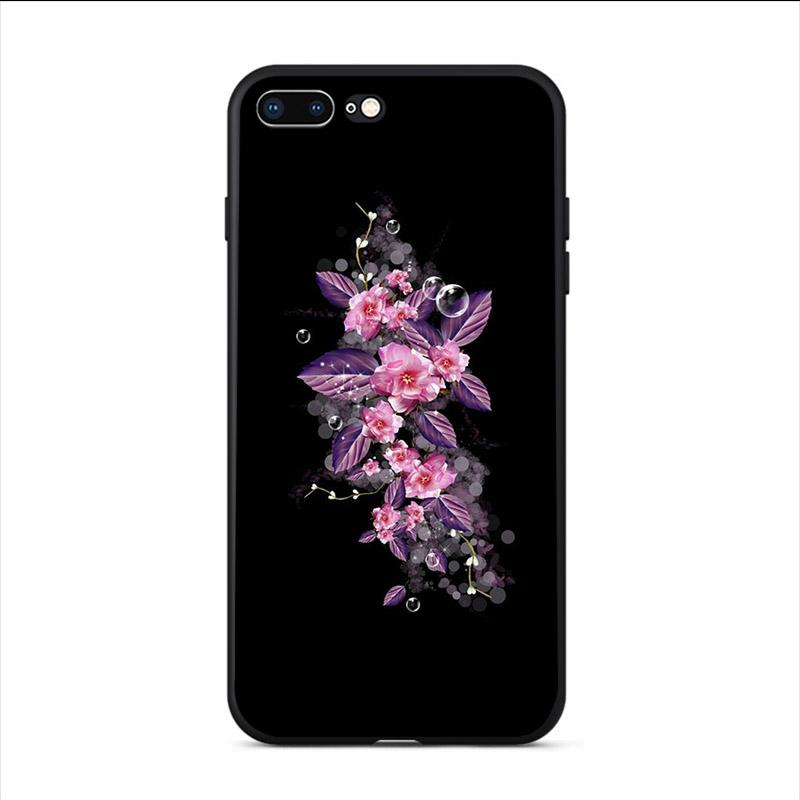 

Мягкий чехол для телефона с цветочным рисунком, черные чехлы для iPhone SE 2020 11 Pro max XS X XR 7 8 Plus 6S 6 5 5S TPU shell luxury Coque iPhone XS