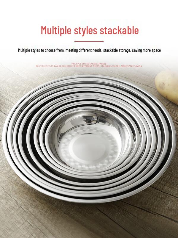 Zankang 304 Stainless Steel Round Deep Plates - 25.4cm (Set of 5)
