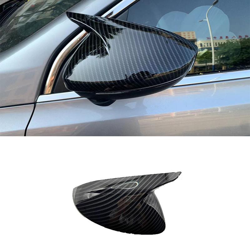 For Peugeot 508 Sharp Corner Mirror Cover ABS Material Bright Black Carbon Fiber