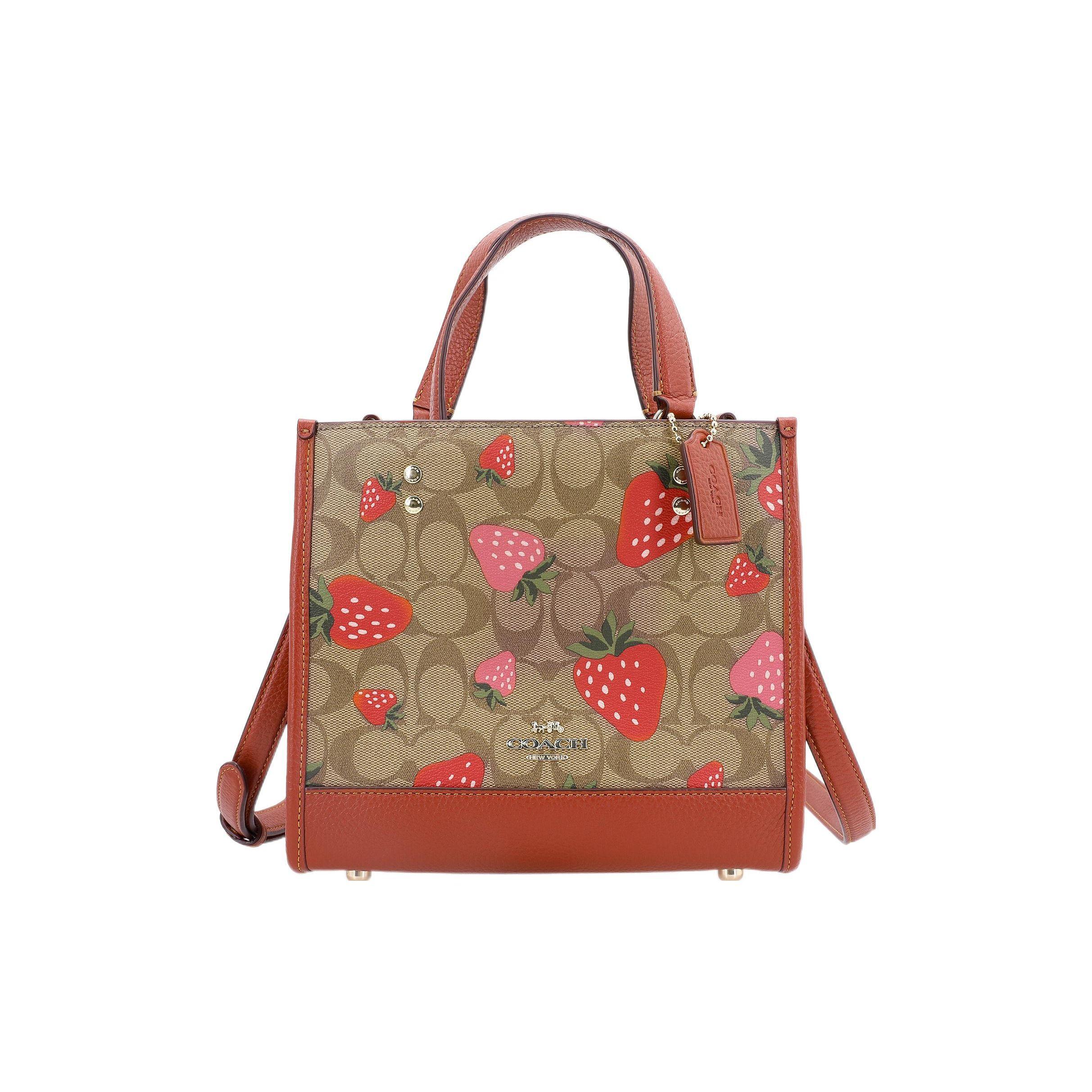 

Coach Dempsey 22 Strawberry Print Leather Tote Bag Women Tote Red Brown CH324-IME7V Basic Set (Bag+Dust Bag)