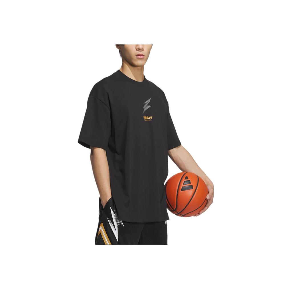 Adidas Alphabet Logo Crew Neck Casual Pullover Short Sleeve T-Shirt Men Tops Black JC6791