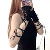 Women Strapping Lace Fingerless  Sexy Arm Sleeves Diy Lace-Up Sunscreen Gloves Elastic Mesh Punk Gloves Clothing Accessories
