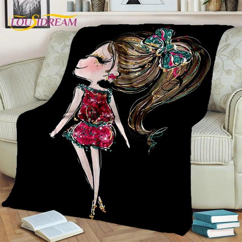 Cartoon Ballerina Fairy Cute Ballet Girl Blanket,soft Throw Blanket for Home Bedroom Bed Sofa Picnic Office Cover Blanket Kids