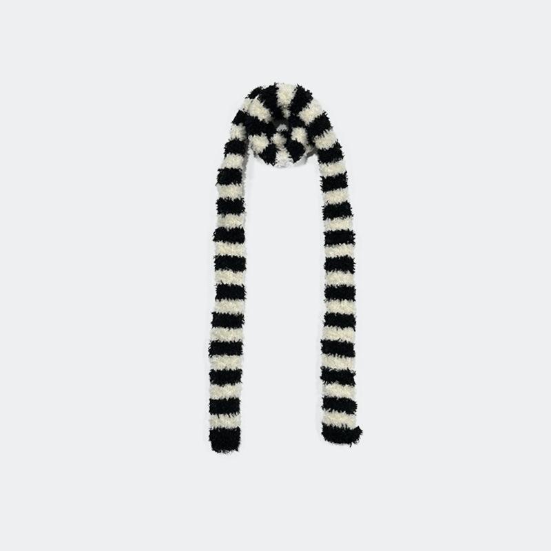 Niche Striped Thin Long Woolen Scarf Female Millennium Hot Girl Style Concave Shape Soft Scarf