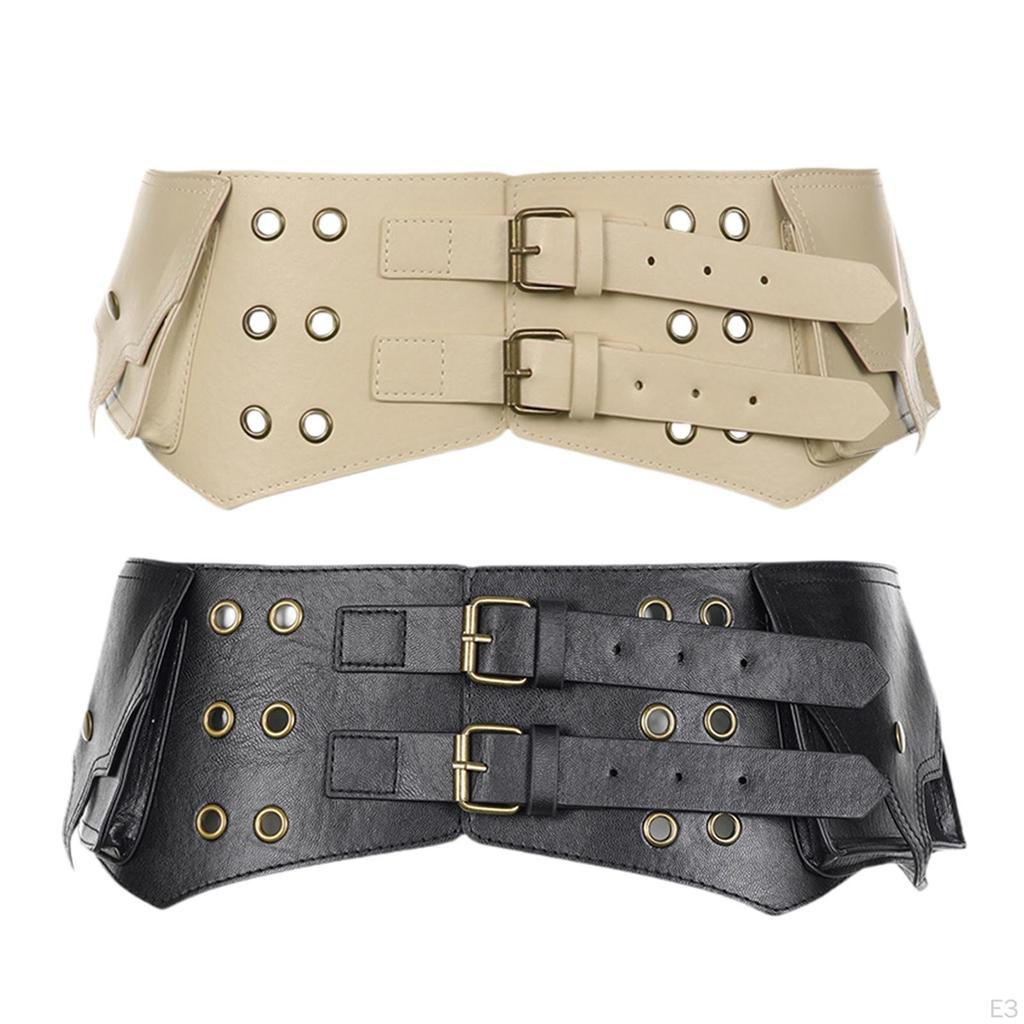Women PU Leather Wide Belt Exaggerated Western Cowgirl Clothing Accessories