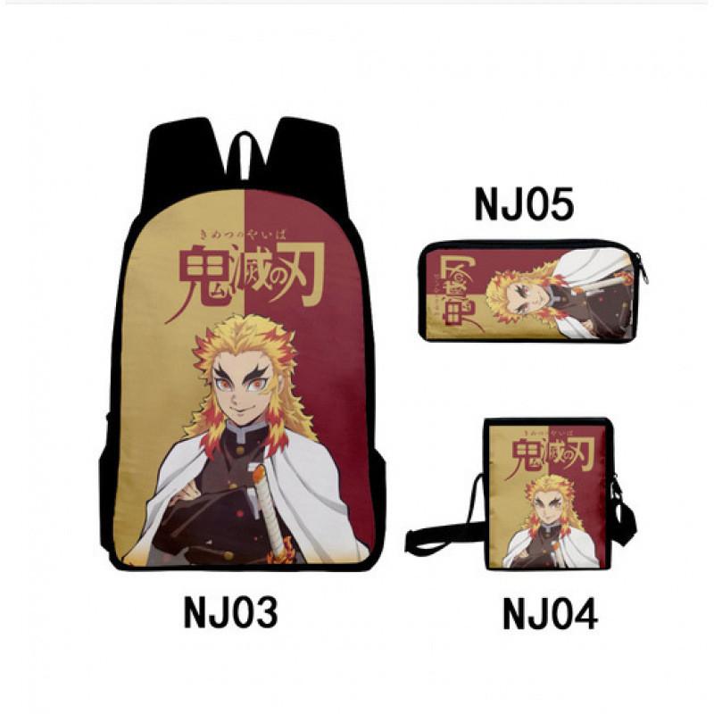 Demon Slayer Kimetsu No Yaiba Backpack Set With Breathable Polyester For School And Travel