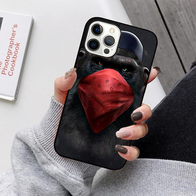 Funny Thinking Monkey With Headphone Phone Case For iPhone 17 Air 16 15 14 13 12 11 Pro Max Plus Max Cover coque
