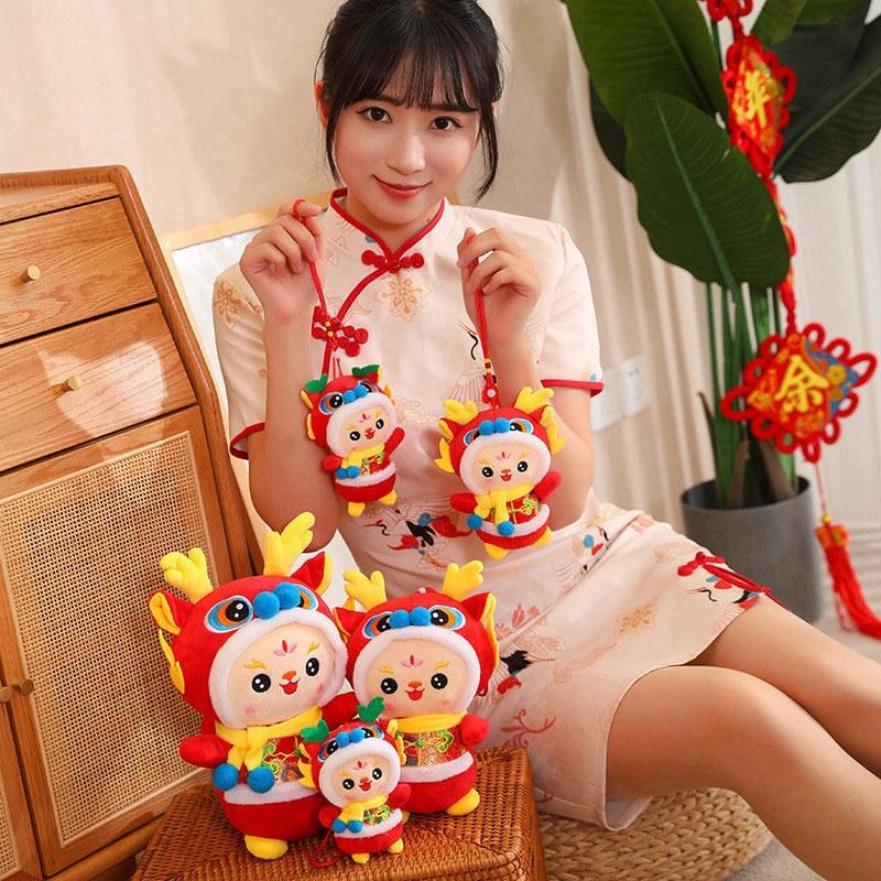 Tang Costume Dragon Doll 2024 New Year Mascot Plush Toy Red New Year Gift Dragon Year Mascot