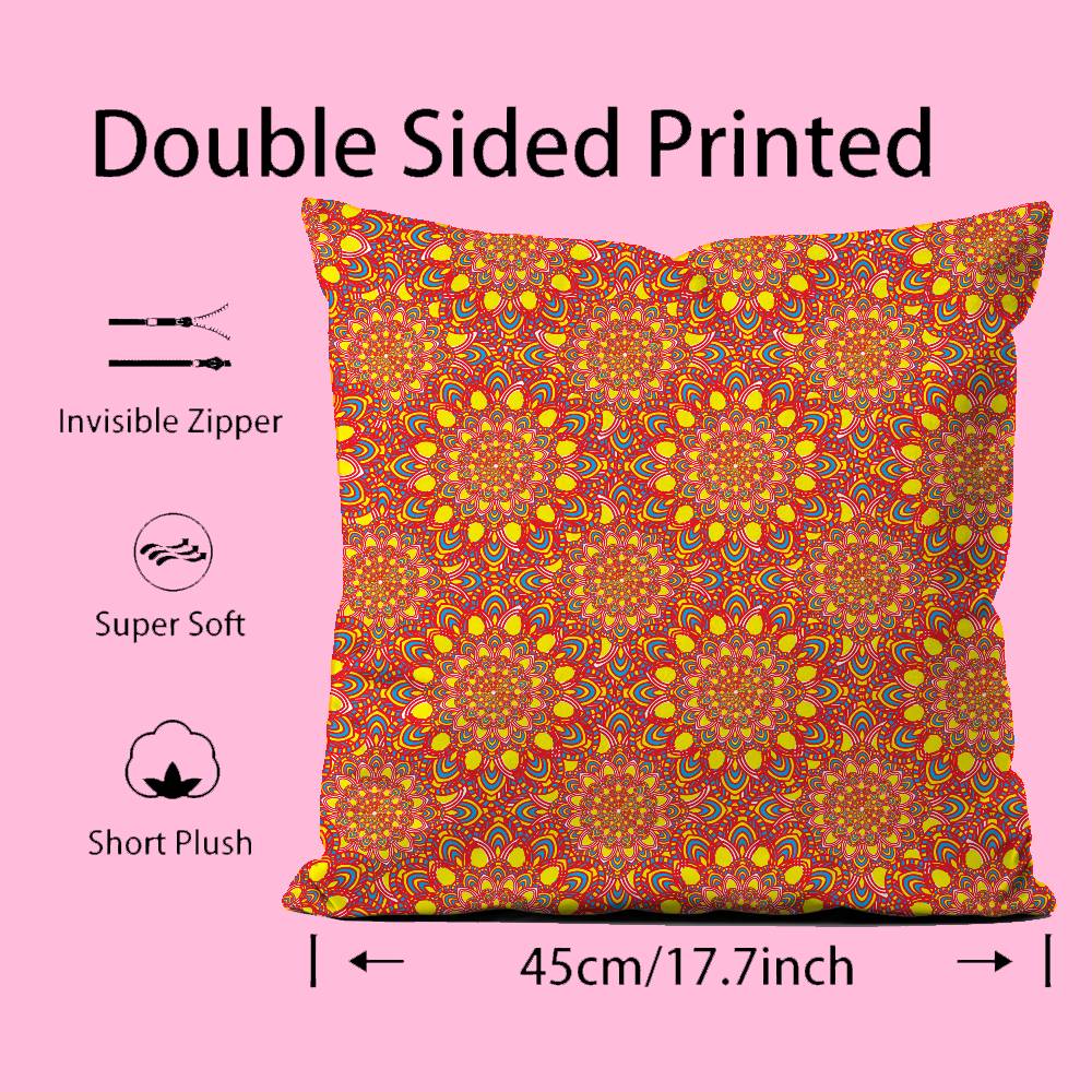 ART Indian Ethnic Pattern Pillow Case Comfort Sofa Bed Silky elegant Invisible zipper Custom Decorative cushion cover