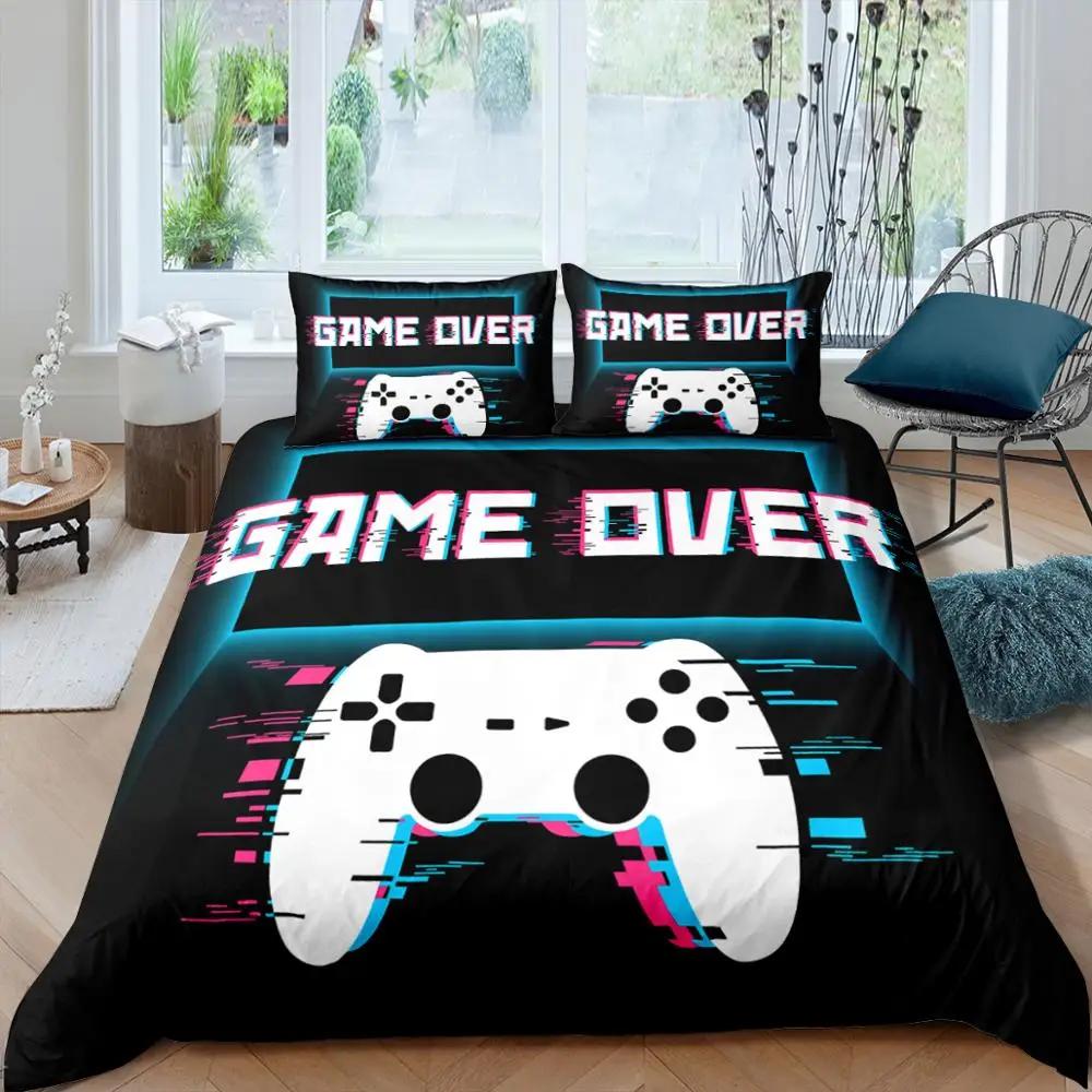 3D Gamepad King Queen Duvet Cover Game Theme Bedding Set For Teens Adults Youth Gamer Bedroom Decor 2/3Pcs Polyester Quilt Cover