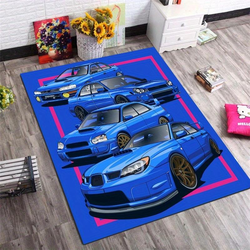 Skeleton Motorcycle Flame Retro Graffiti Print Large Area Rug Soft Flannel Non Slip Floor Carpet for Living Room Decor