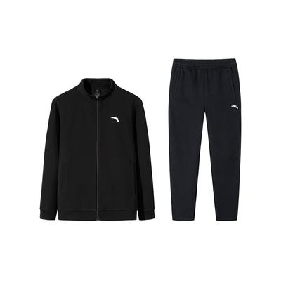 Solid Color Zip Stand Collar Versatile Jacket And Mid Waist Long Pants Casual Sports Suit Men Suit 952537204-5