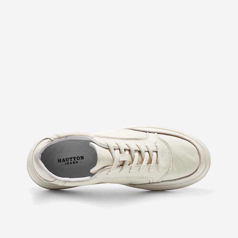 HAUT TON Men's Leather White Skate Shoes B001
