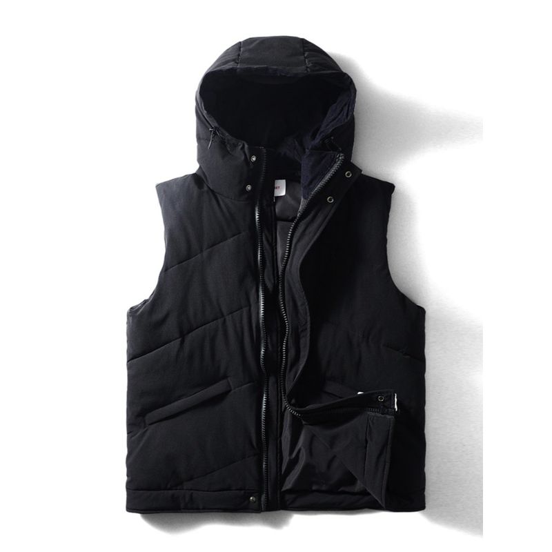 Japan fashion Retro Cotton-padded Vest Men's Winter Hood Warm Vest Outerwear Foreign Trade Cattle Goods Short Casual Vest Waistcoat