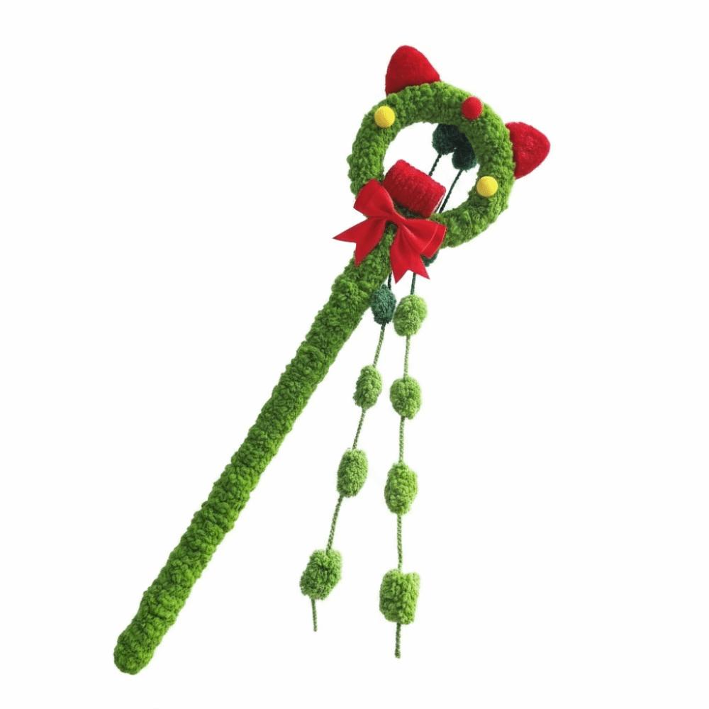 Bow Cat Toys Plush Cat Teaser Cute Cat Stick Indoor Play Green Tassel