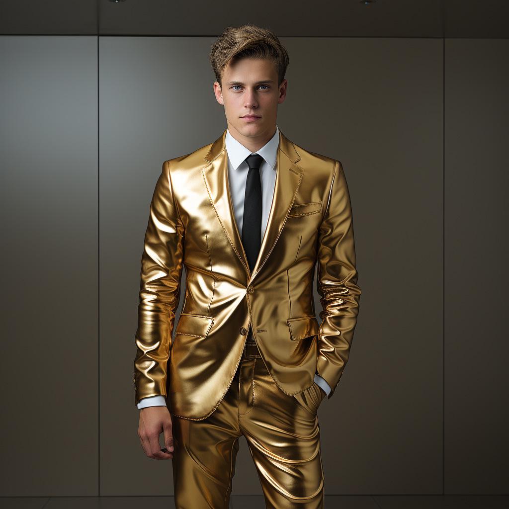 

Мужской костюм с золотым тиснением для вечеринок и выступлений на сцене L