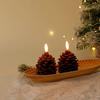 Elegant Brown And Beige Flameless Pinecone Candles For Festive Holiday Decor
