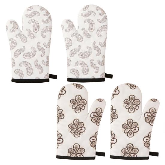 2Pcs Heat Resistant Oven Mitts Insulated Gloves Thick Baking Gloves with Anti-Scalding Layer Non-Slip Non-deforming Kitchen Mitts for Baking Cooking