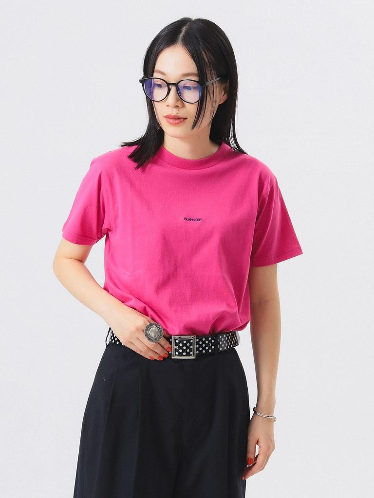 Beams Boy S/S TEE Boy Embroidery Crew Short Sleeve T-Shirt Women's FUCHSIA 2