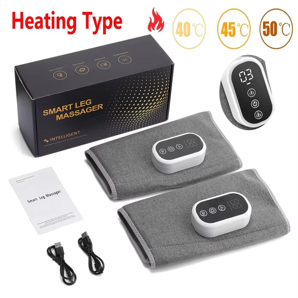 Massageador de Panturrilha Sem Fio com Pressão de Ar 360° 3 Níveis Compressão Quente Massagem com Compressão de Airbag Músculo da Perna Pé Relaxamento Circulação Sanguínea