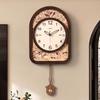 Wood Swinging Decoration Wall Clock Living Room Creativity Cottage Clock Mural Watch Restaurant Hanging Painting Wall Watch