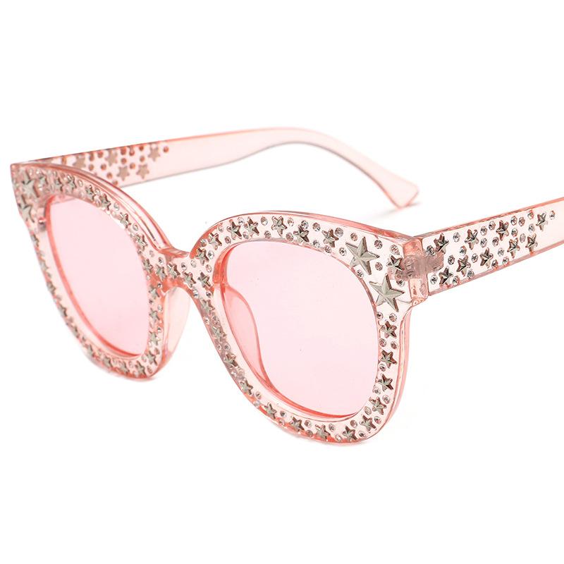 

Fashion Stylish Sunglasses Women Star Rivets Decoration Anti-Glare Female Sun Glasses European American Decorative Sunglass
