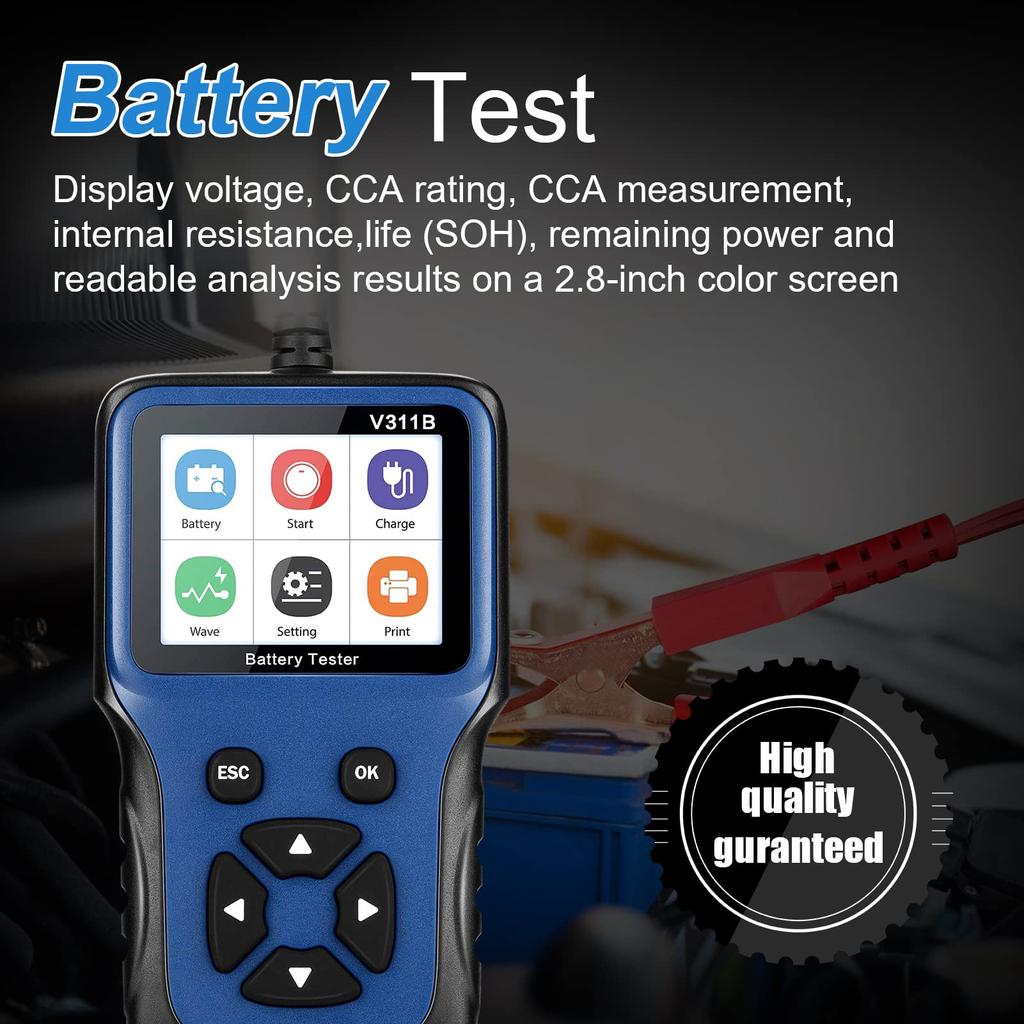 12V Car Battery Tester, 100-2000CCA Fast Accurate 12V Battery Load Tester, Digital Battery Analyzer for Car Truck Motorcycle ATV SUV Boat Yacht