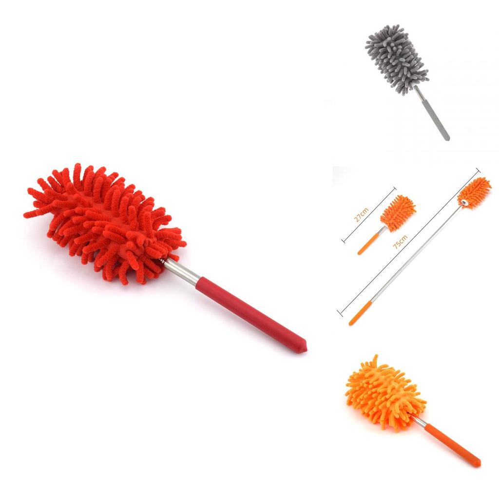 Stainless Steel Extendable Duster With Synthetic Fiber Head For Home Cleaning