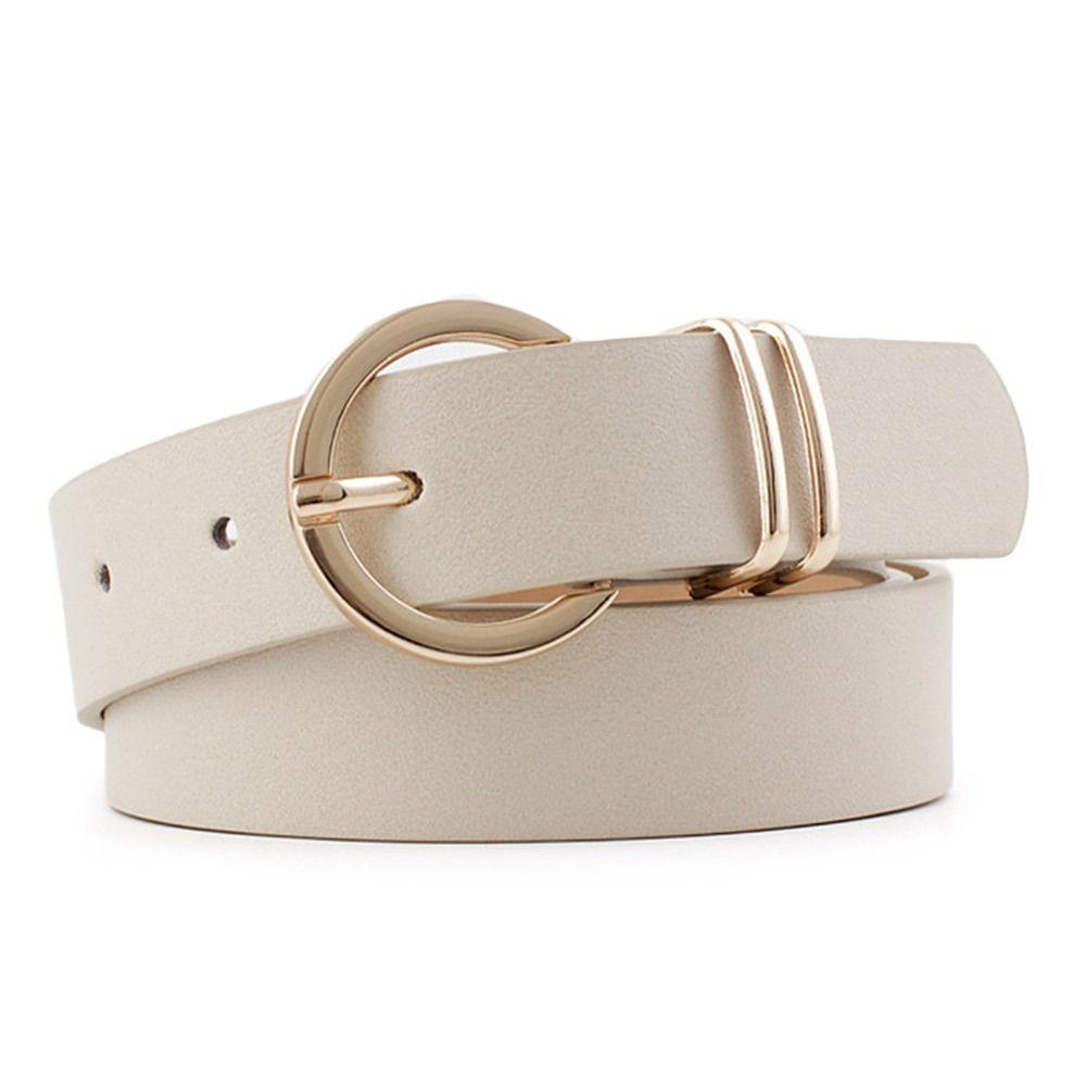 Gold Round Button Women's Belt PU Leather Leather Belt Vintage Waistband Belts Pants