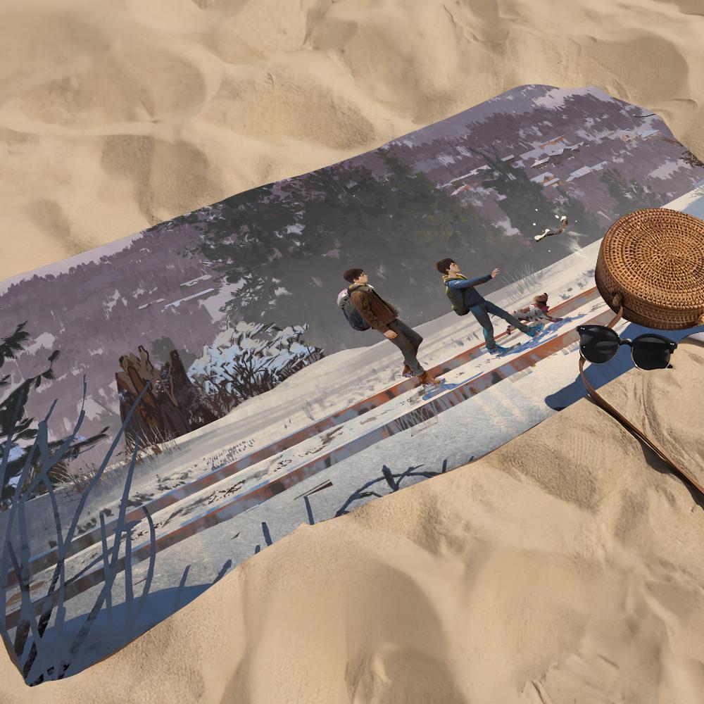 Lustiges L-Life is Strange2 Videospiel Handtuch Strandhandtuch Übergröße Schnelltrocknend Handtuch Saugfähig Weich Schwimmen Strandhandtücher für Männer Frauen