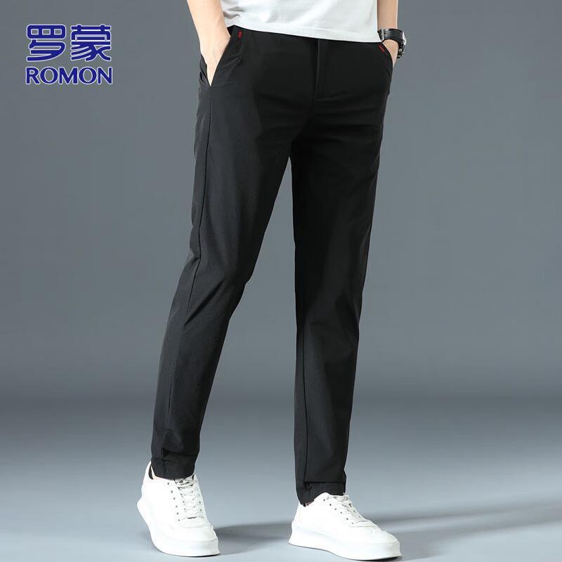 ROMON Men's Ice Silk Straight Casual Pants