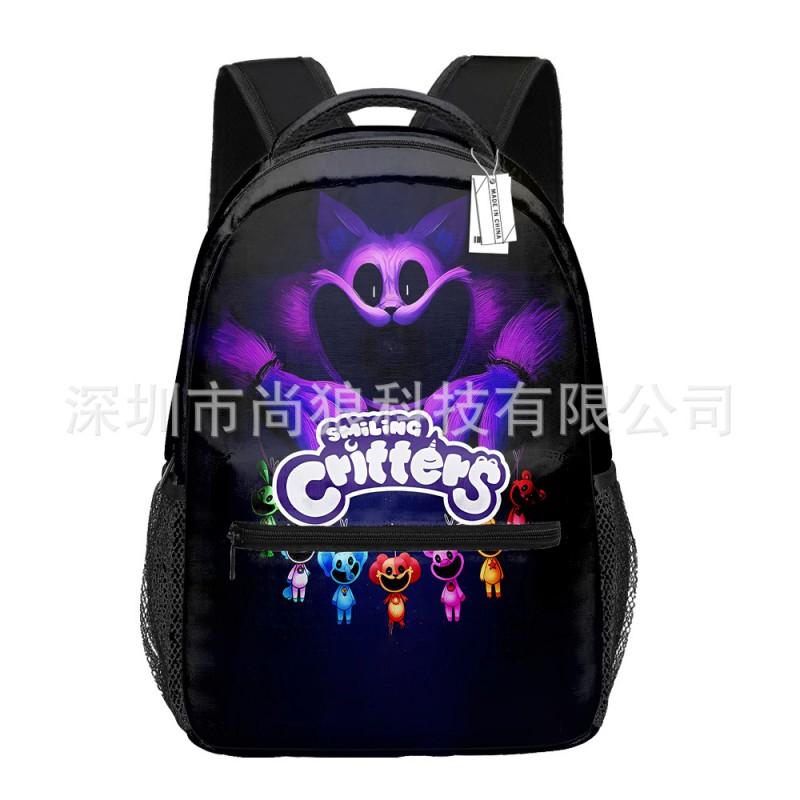 Smiling Critters Printed Backpack Teens - Oxford Fabric Breathable Padded Straps Unisex School Bag