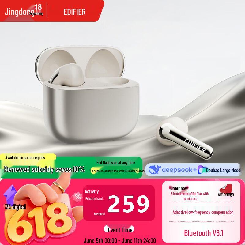 EDIFIER Lolli ANC Semi-in-ear Noise-Cancelling Bluetooth Translation Earbuds