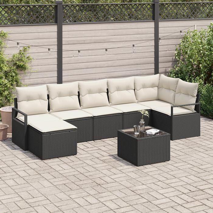 VidaXL Ensemble de Canapés de Jardin 7 Pièces avec Coussins en Rotin Synthétique Marron 3355146
