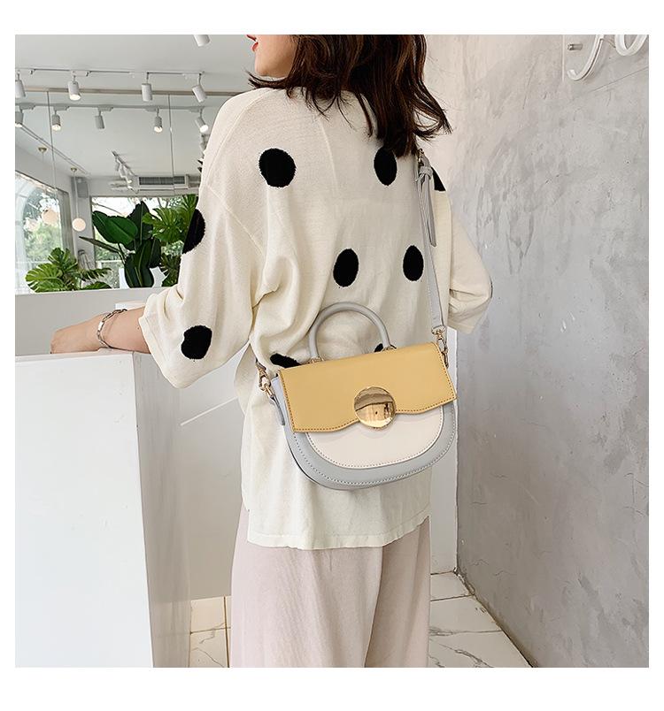 Контрастные цветные кожаные сумки через плечо для женщин 2020 дорожная сумка модная — фото 5