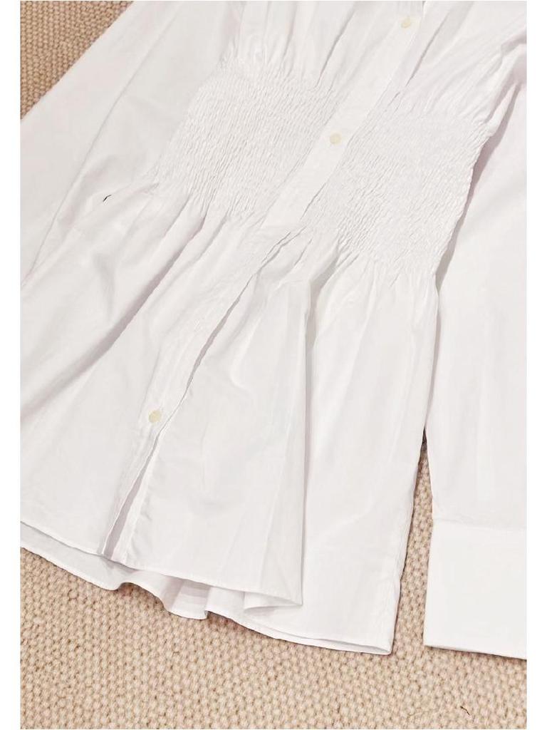 2024 Women's Summer Long Sleeve Shirt Dress with Turn-Down Collar and Waist Tie