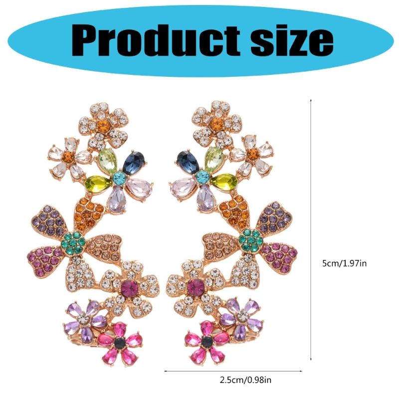 Fashionable Bohemian Style Blossom Earrings With Cubic Zirconia Stones Brass Base Perfect For Date Night Office Wear