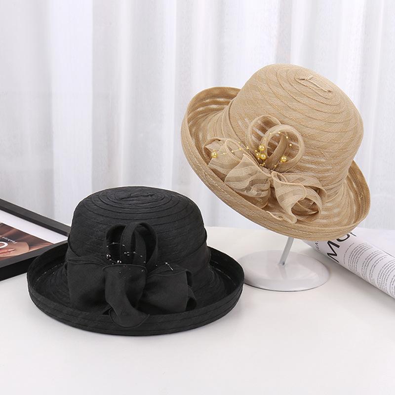 Flower Curled Edge Basin Hat Women Summer Face Cover Sun Protection Fashionable Elegant Sun Hat Casual Bucket Hat Casual Versatile