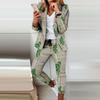 Long Sleeve Blaze Women 2 Pieces Elegant Slim Fit Jacket Formal Office Work Pant Lapel Coat Set