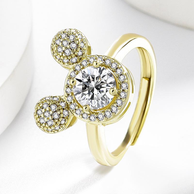 2026 Fashion Women s Cute Mickey Ring Super Flash Eight Hearts Eight Arrows High Sense Light Luxury Women s Jewelry Resizable 