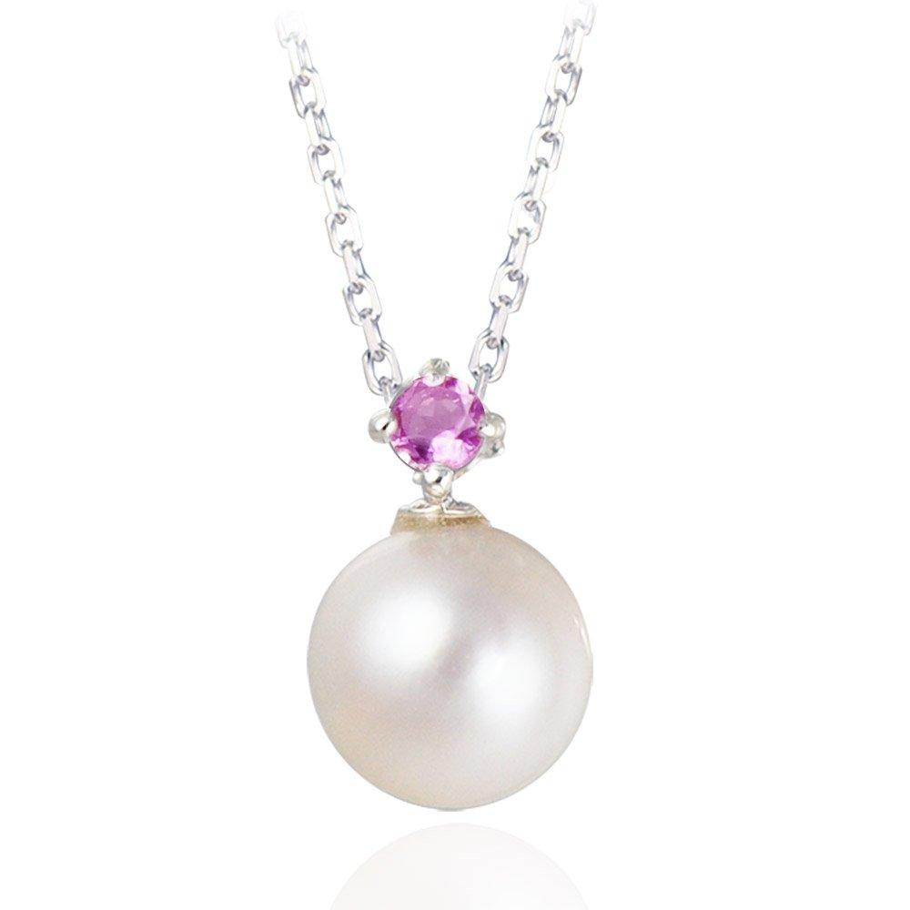 

Necklace for 1 Real Natural Pearl Choice of Birthstone Rhodolite [Mirai Tenshi] Women, Pearl, Necklace, Silver, (January Garnet)