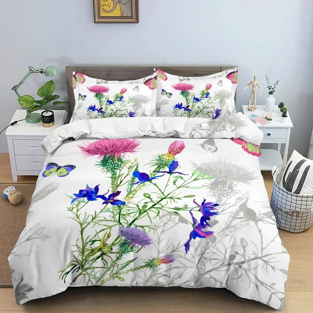 Butterfly 3D Flower Comfortable Duvet Quilt Cover Pillowcase Bedding Set Children Bedroom Decoration Home Textile