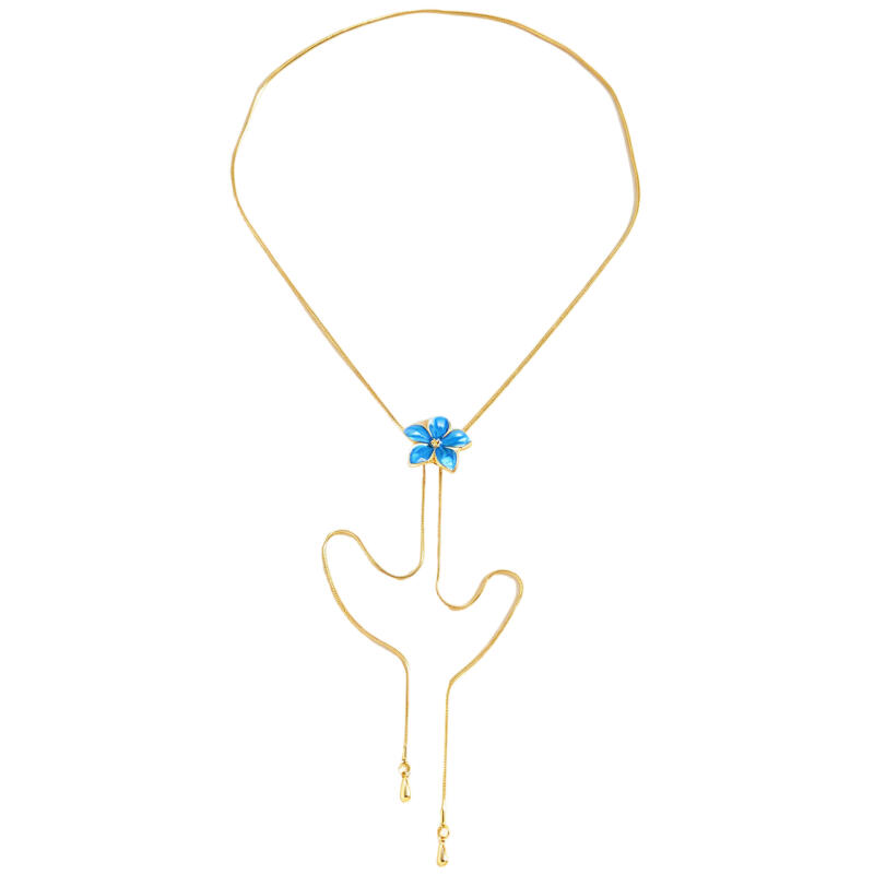 Bohemian Colorful Dripping Oil Flower Necklaces for Women Girls Simple Vacation Pulling Collarbone Necklaces Jewelry Accessories