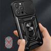 Shockproof Armor Case for iPhone 14 Pro Max Plus Windows Slide Camera Lens Protection Ring Stand Phone Cover for iPhone 14pro 14promax 14plus Cases