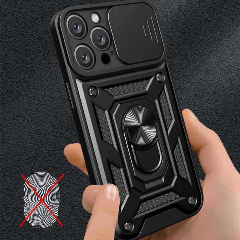Shockproof Armor Case for iPhone 14 Pro Max Plus Windows Slide Camera Lens Protection Ring Stand Phone Cover for iPhone 14pro 14promax 14plus Cases
